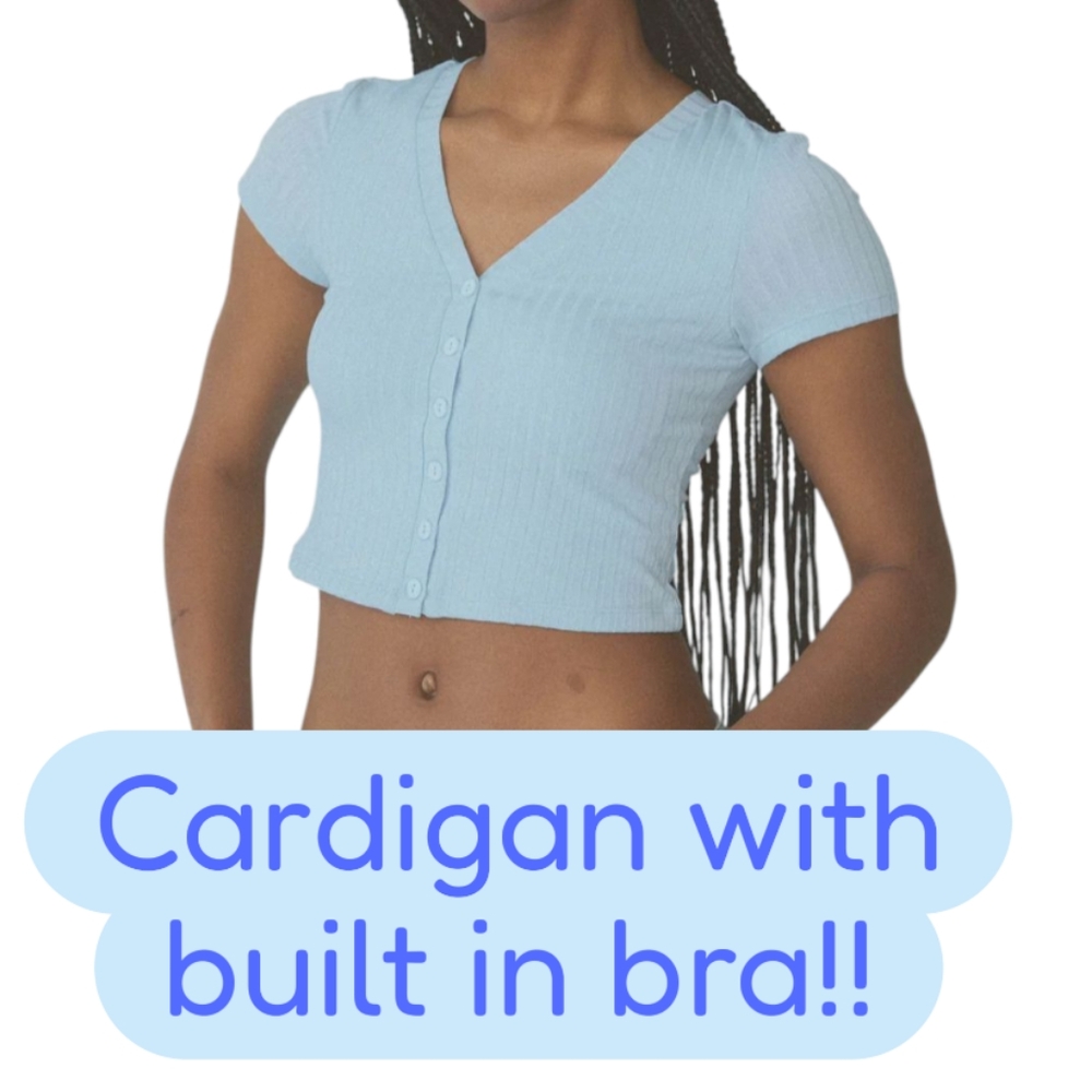 Padded Cardigan Brami, Klassy Network, Built In Bra, S, V-Neck Button Crop, Rare